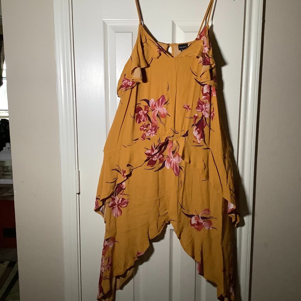Free Press yellow floral ruffle midi sundress